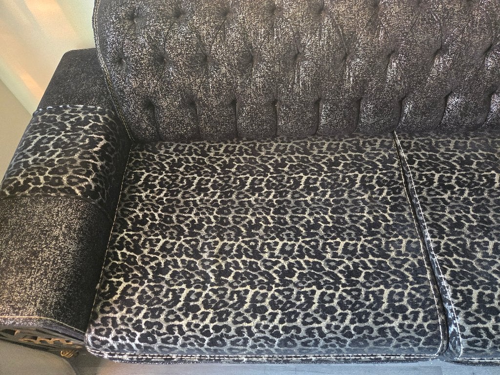 Mooie 3 zits bank met panterprint en gouden pootjes, Ophalen, Driepersoons, 75 tot 100 cm, Zo goed als nieuw