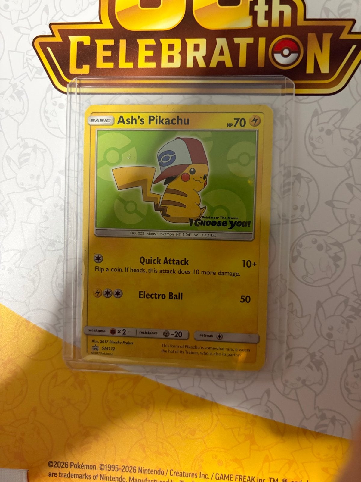 Ash’s Pikachu Pokemonkaart, Ophalen of Verzenden, Gebruikt, Losse kaart