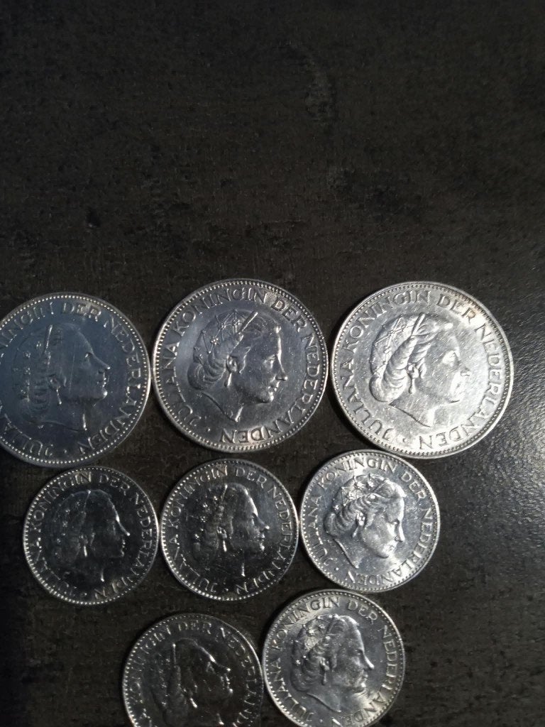 zilveren guldens en rijksdaalders Juliana, Postzegels en Munten, Koningin Juliana, Zilver, Ophalen of Verzenden, Losse munt