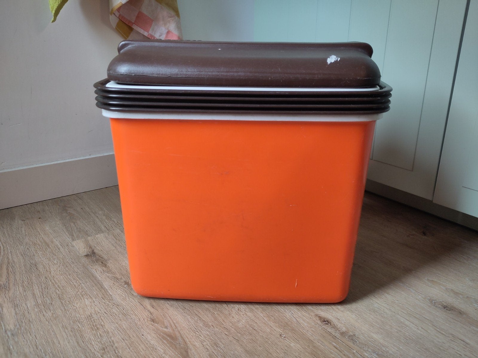 Vintage Curver Opbergbox Oranje/Bruin - Jaren '70 Stijl, Huis en Inrichting, Ophalen, Vintage, Gebruikt, Meerkleurig
