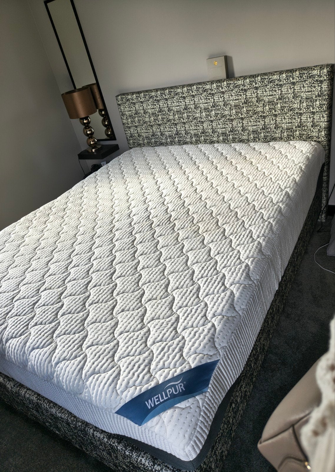 Boxspring 160x200 met Wellpur matras, Ophalen, Beige, Tweepersoons, Zo goed als nieuw