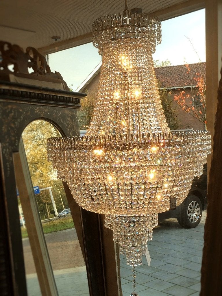 Kristal Zakkroonluchter Zilver 80 cm Wij gaan stoppen, Ophalen of Verzenden, Nieuw