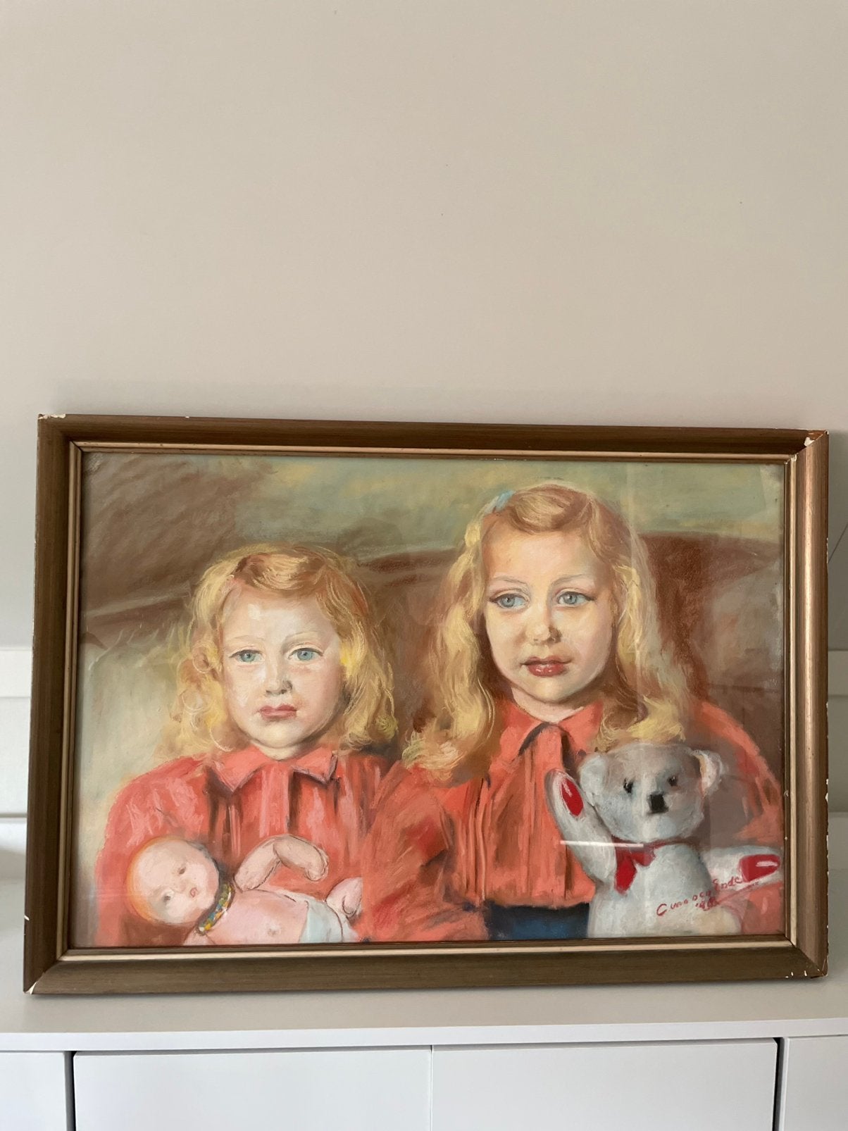 Vroeg-naoorlogs Pastel Dubbelportet (1948) - Connie vd Ende, Ophalen, Portret of Personen, Gesigneerd, Klassiek