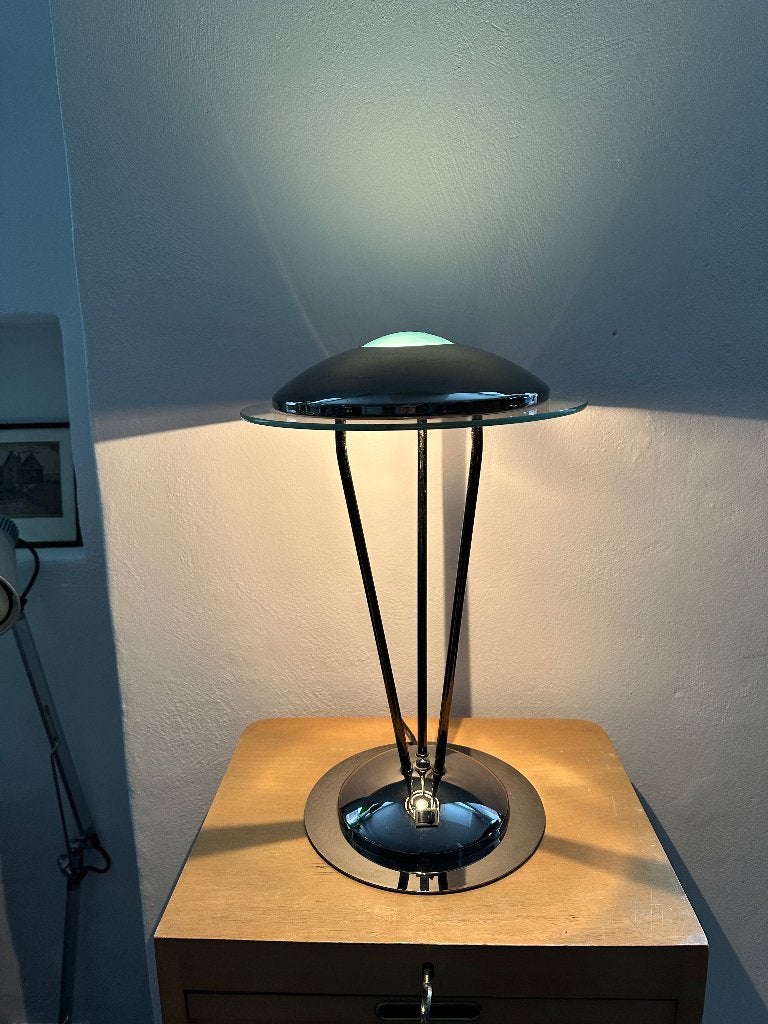 Space age design ufo tafellamp, vintage metalen bureaulamp, Ophalen, Gebruikt, I, I