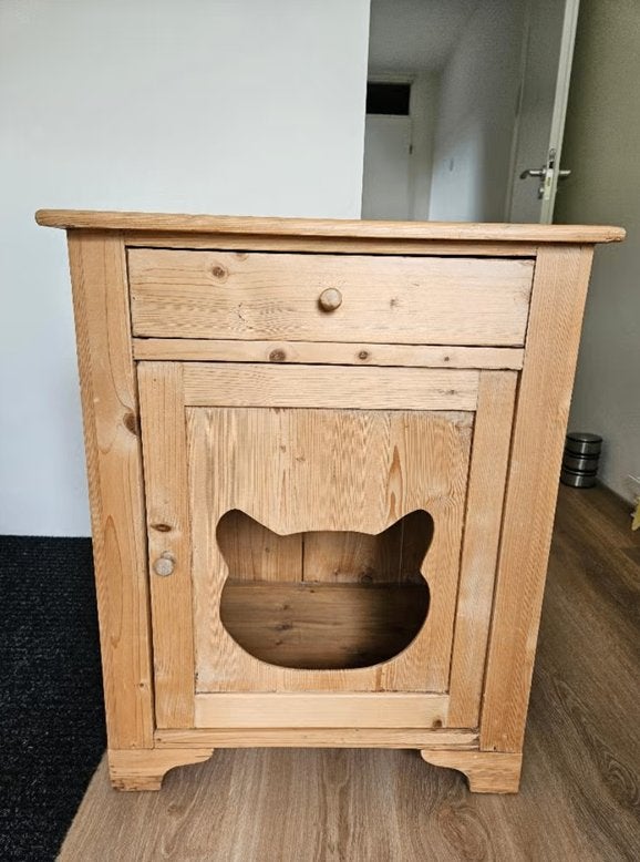 Grenenhouten katten kastje, kattenmand, Ophalen, Gebruikt