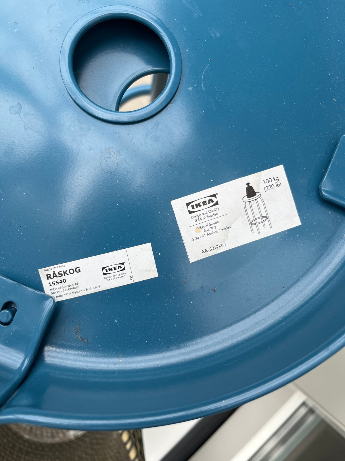 IKEA RÅSKOG barkrukken - 2 stuks, blauw, Ophalen, Met voetsteun, 60 tot 90 cm, Zo goed als nieuw