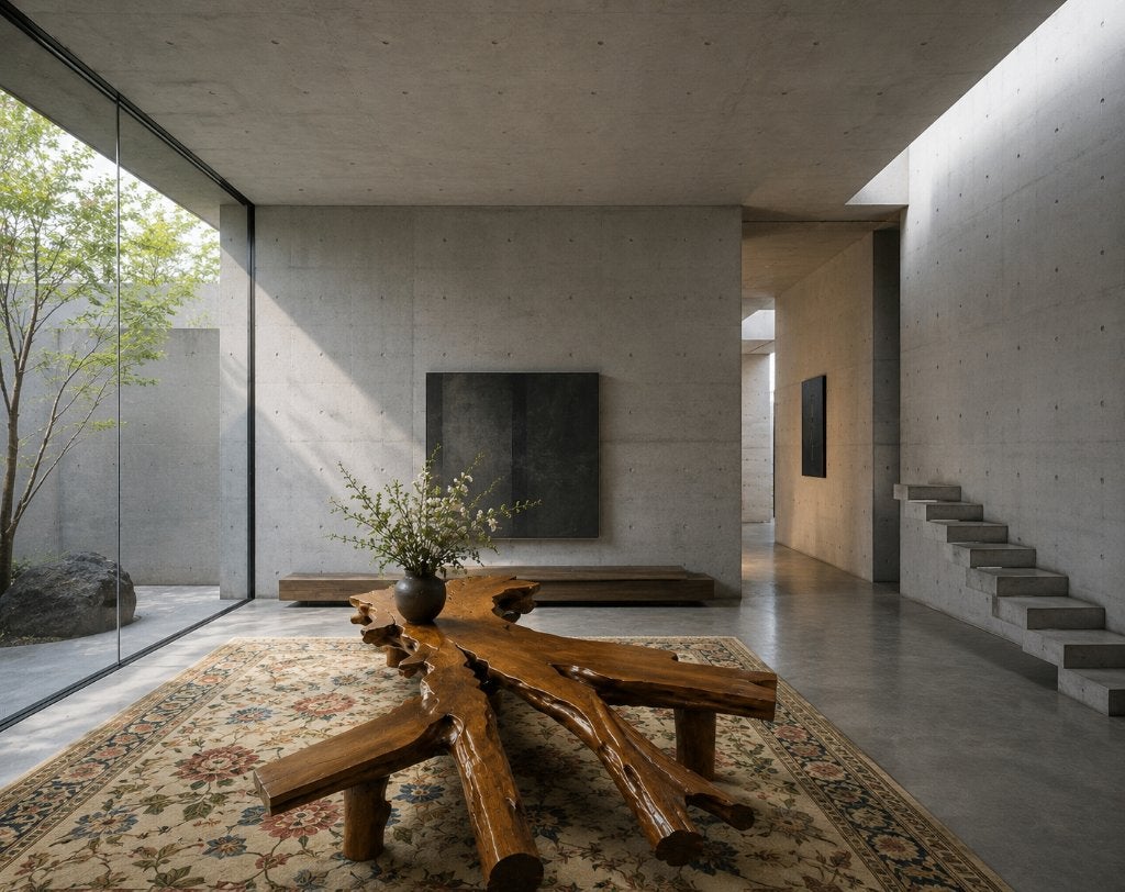 Wortelnoten Teakhout Japandi Wabi Sabi salontafel, Ophalen, 200 cm of meer, 50 tot 100 cm, Japandi Wabisabi Brutalisme Natuurlijk