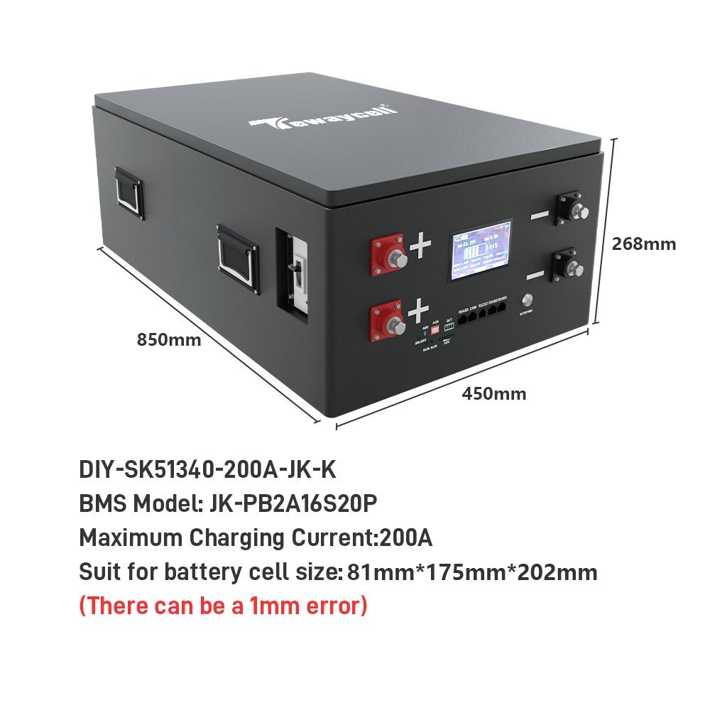 Tewaycell DIY batterij behuizing + JK 200A BMS, Ophalen, Zo goed als nieuw, Overige typen, 200 wattpiek of meer