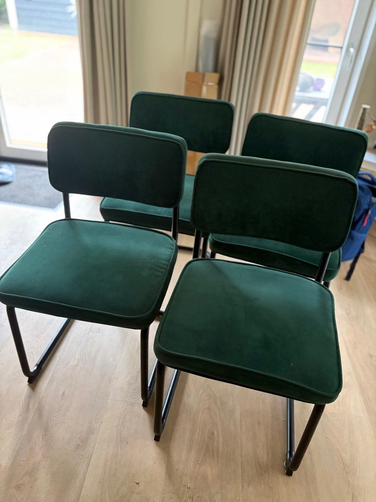 4 Groene eetkamerstoelen, Gebruikt, Overige kleuren, Ophalen of Verzenden, Vier