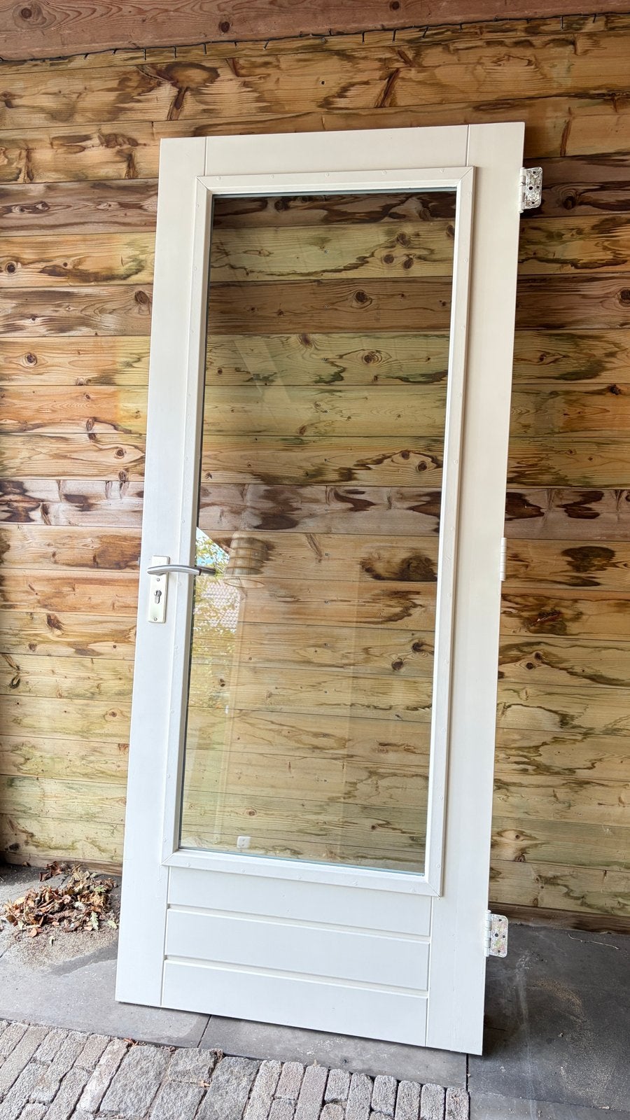 Witte Buitendeur met Glas - Zo goed als nieuw, Ophalen, 80 tot 100 cm, 200 tot 215 cm, Hout