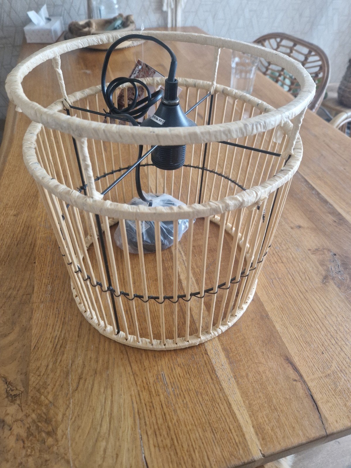 Rotan lampje, Ophalen of Verzenden, Nieuw, Rond, Riet