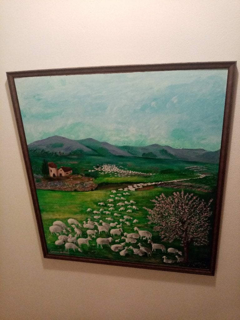 schilderij Corinne de Stäel 86 x 94 cm, Antiek en Kunst, Landschap, Hout, Ingelijst, Ophalen of Verzenden