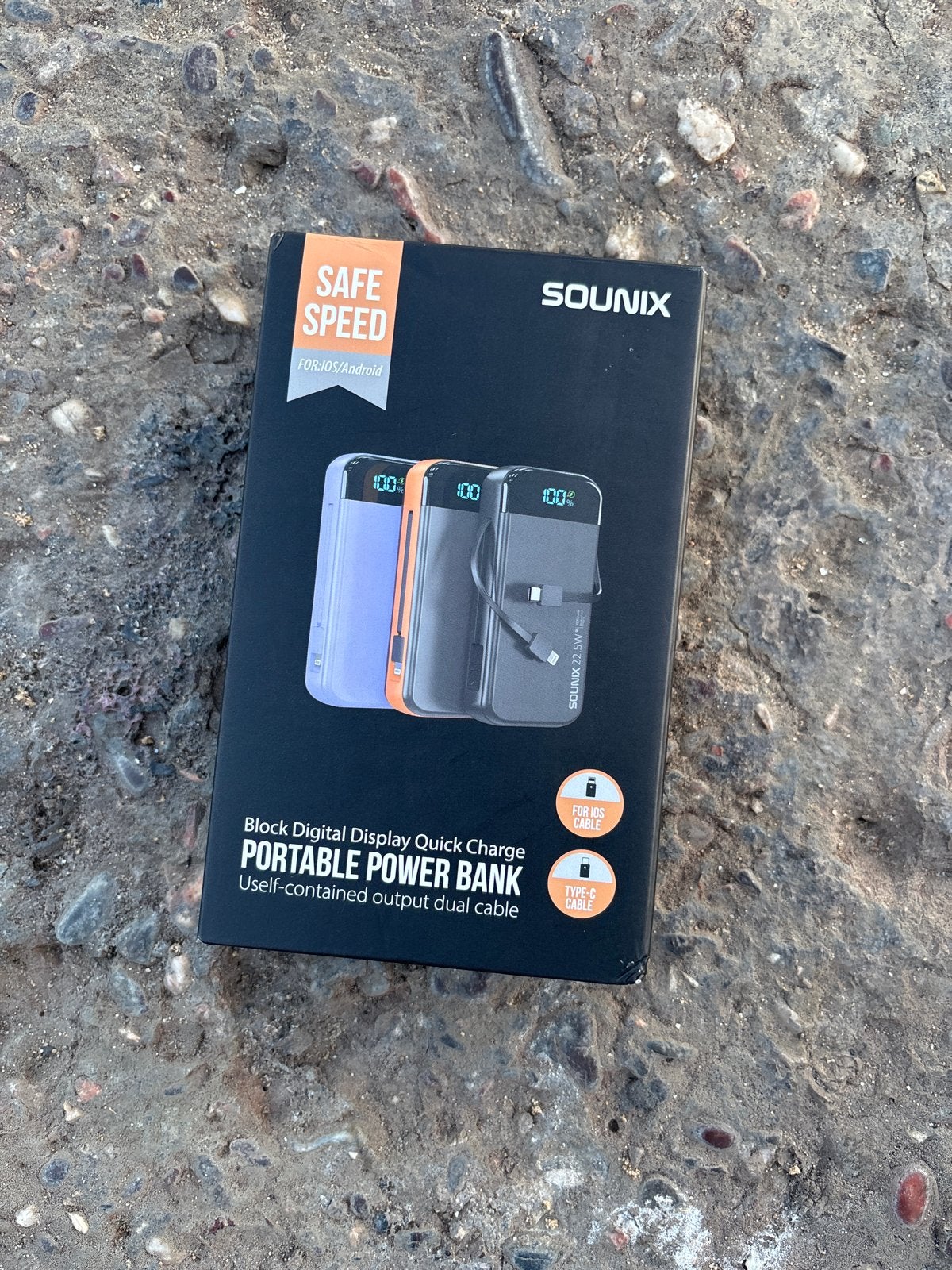 Sounix Powerbank met 2 geïntegreerde kabels, Ophalen of Verzenden, Nieuw