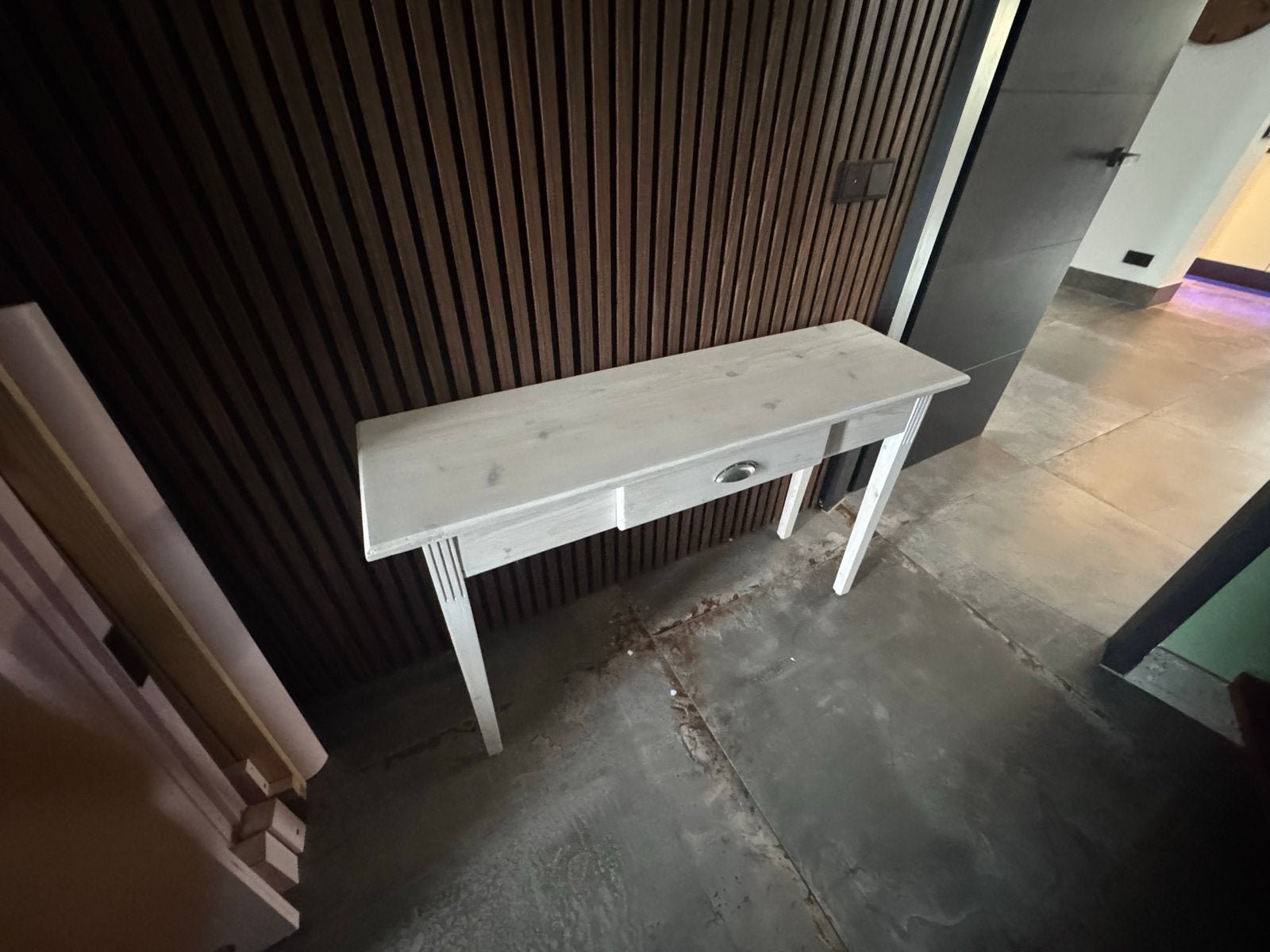 Sidetable / Console tafel met lade - Wit, Gebruikt, 100 tot 150 cm, Ophalen of Verzenden, Minder dan 25 cm