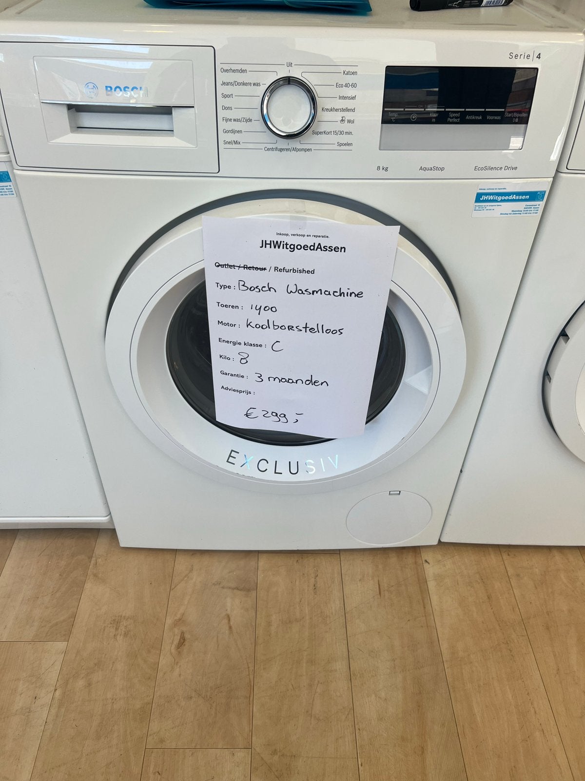 Bosch Exclusiv Wasmachine Serie 4 - 8kg, 1400 toeren, 1200 tot 1600 toeren, 8 tot 10 kg, Refurbished, Ophalen of Verzenden