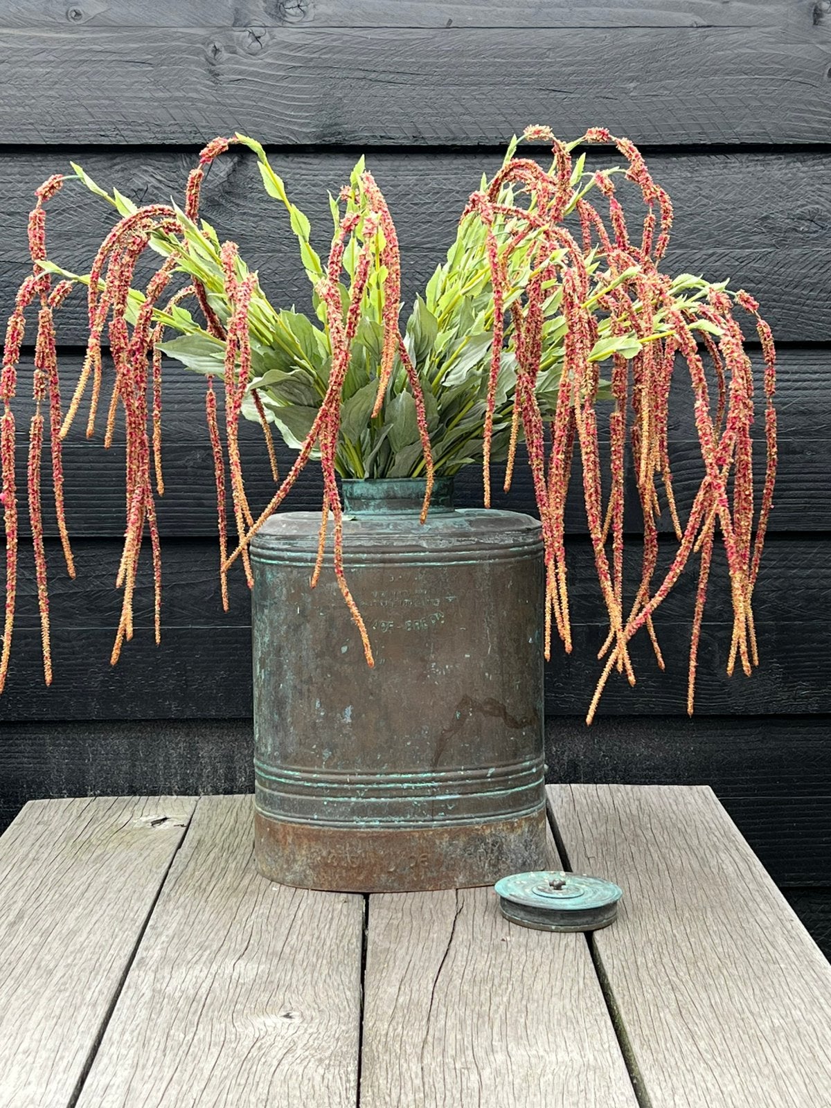 Rugbus rugspuit / vaas/ plantenbak koper, Tuin en Terras, Ophalen of Verzenden, Gebruikt