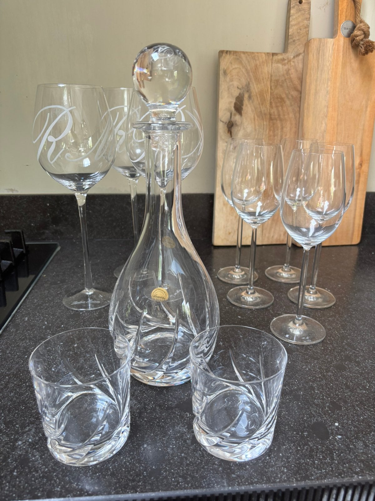 Glaswerk met oa kristallen toscane karaf en glazen en RM, Ophalen of Verzenden, Zo goed als nieuw, Overige typen