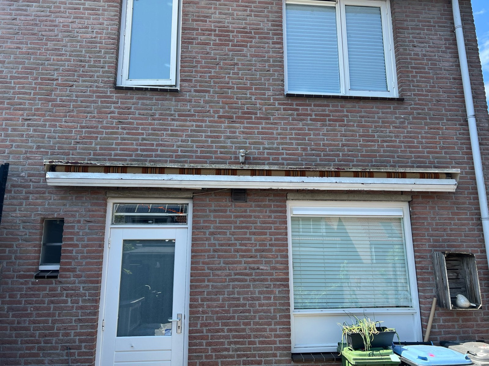 Zonnescherm ca. 4,5m breed, oranje/geel gestreept, Ophalen, Gebruikt, 450 cm of meer, Elektrisch