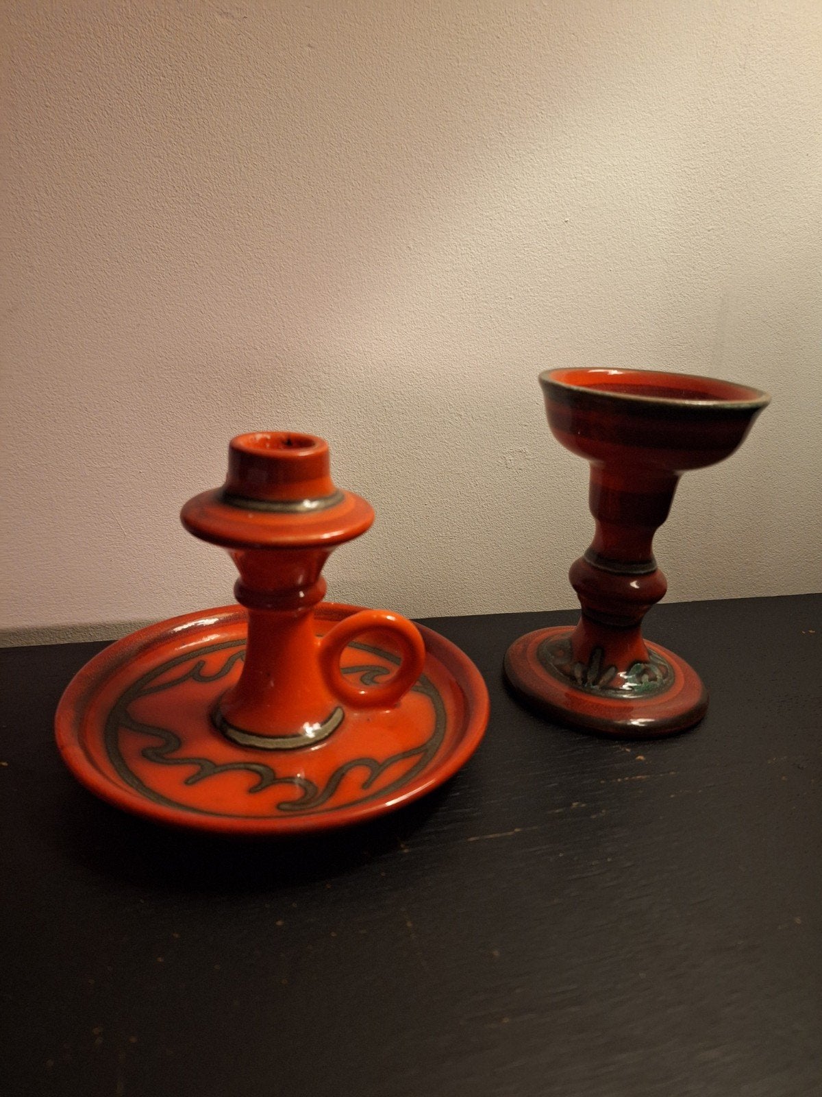 Vintage Flora Gouda keramische kandelaars set, Antiek en Kunst, Ophalen of Verzenden, Keramiek of Aardewerk