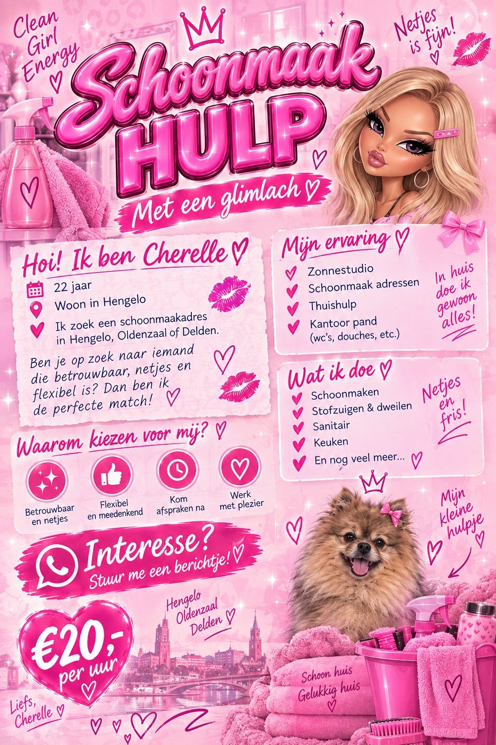 Schoonmaakhulp aangeboden | Hengelo, Oldenzaal & Delden, Variabele uren, Overige niveaus, Vanaf 3 jaar, Overige vormen
