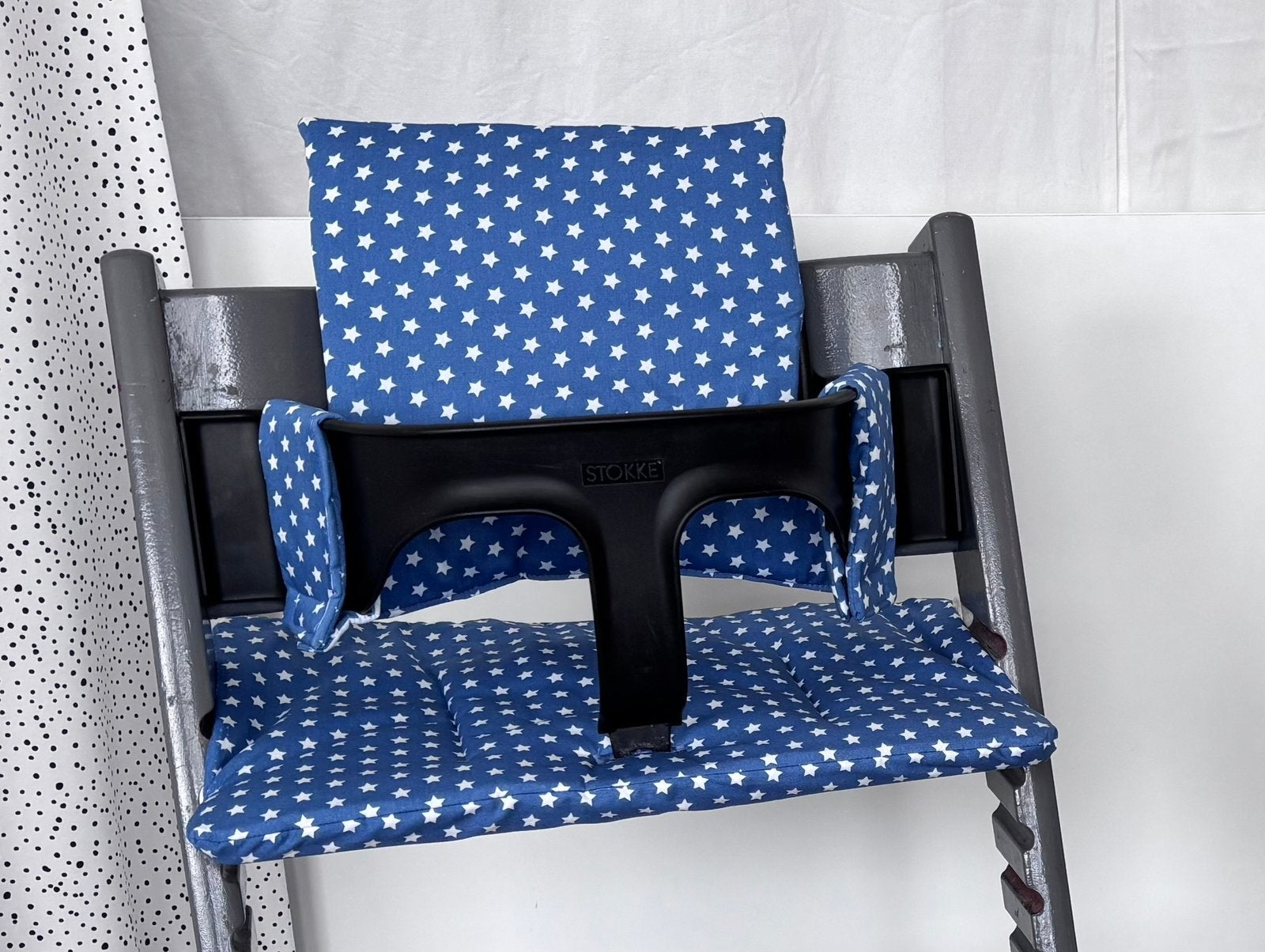 Nieuw Blauw sterren kussenset TrippTrapp stoel, T Stofnestje, Stoelverkleiner, Info@hetstofnestje.nl, Het Stofnestje, Meegroeistoel