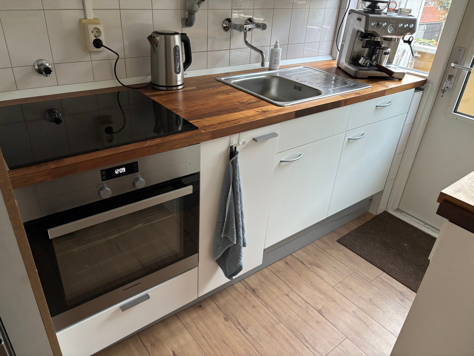 Karlby keukenblad incl wasbak en afsluitlijst, Ophalen, Zo goed als nieuw, Bruin, Hout
