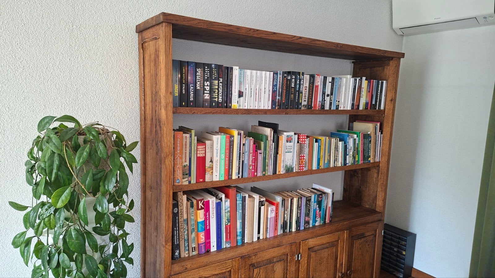 Antieke eiken boekenkast, Ophalen, Gebruikt, 25 tot 50 cm, 50 tot 100 cm