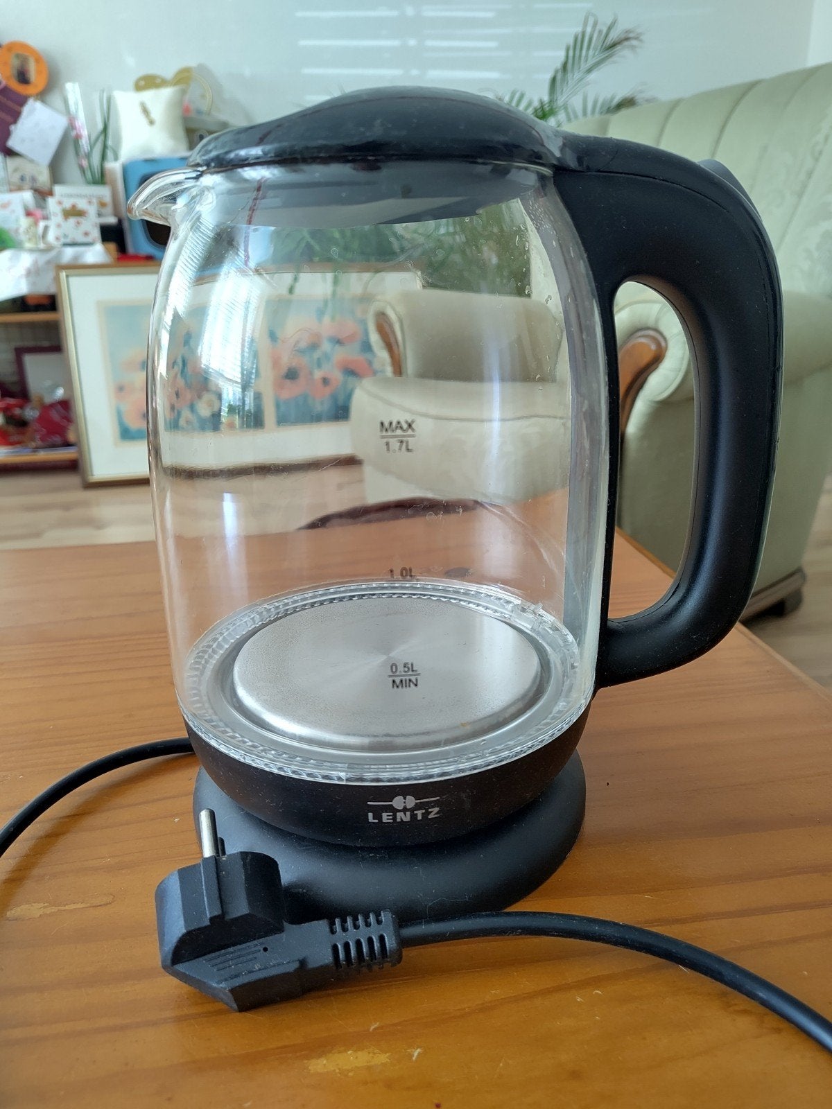 Waterkoker glas blauw led licht, Witgoed en Apparatuur, Waterkokers, Gebruikt, 1 tot 2 liter, Draadloos, Ophalen