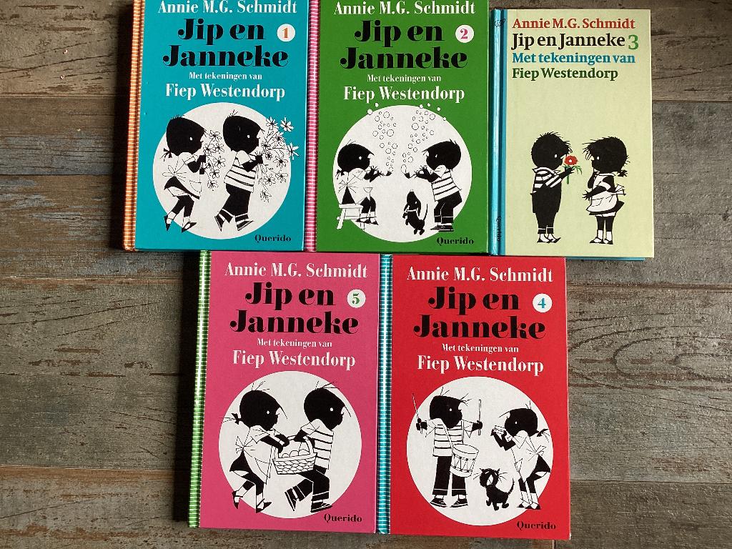 Jip en Janneke 1 t/m 5, Annie M.G. Schmidt, Fictie algemeen, Ophalen of Verzenden, Zo goed als nieuw
