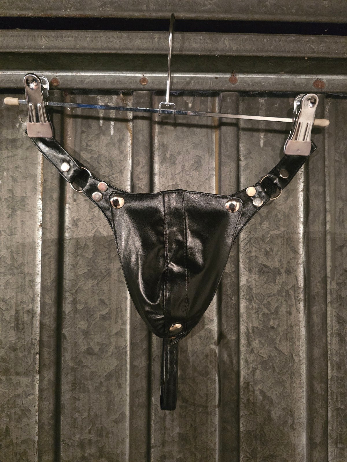 Zwart leren string met codpiece, Verzenden, Zwart, Overige typen