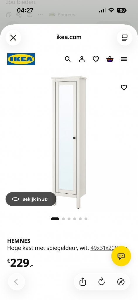 Ikea HEMNES badkamer kasten, Ophalen, (Half)hoge kast, 50 tot 100 cm, Minder dan 100 cm