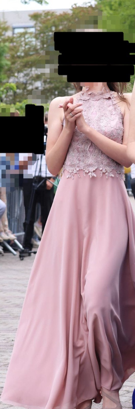 Lasense Roze Galajurk met Kant en Pailletten - Maat 34, Kleding | Dames, Jurken, Lasense, Ophalen of Verzenden, Zo goed als nieuw