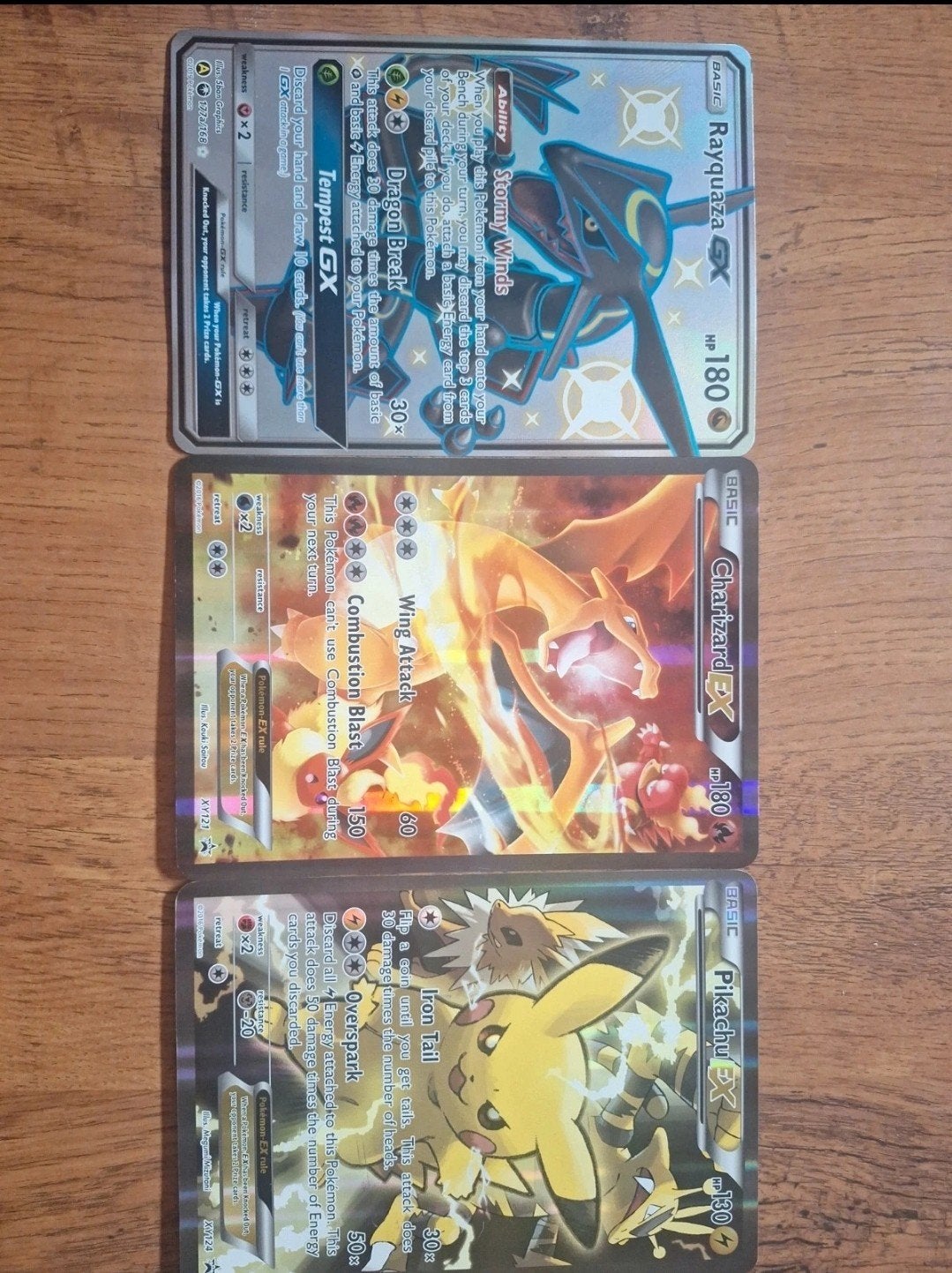 Pokémon kaarten: Rayquaza GX, Charizard EX, Pikachu EX, Hobby en Vrije tijd, Verzamelkaartspellen | Pokémon, Ophalen of Verzenden