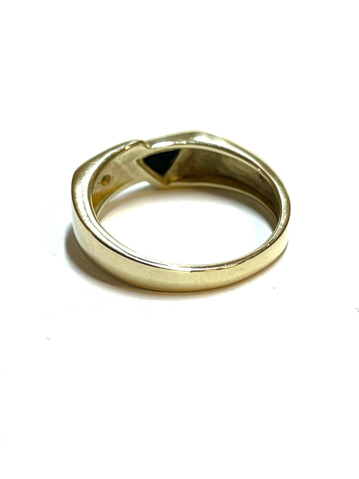 8k gouden ring met onyx en diamant, -, -, Ophalen of Verzenden, Zo goed als nieuw