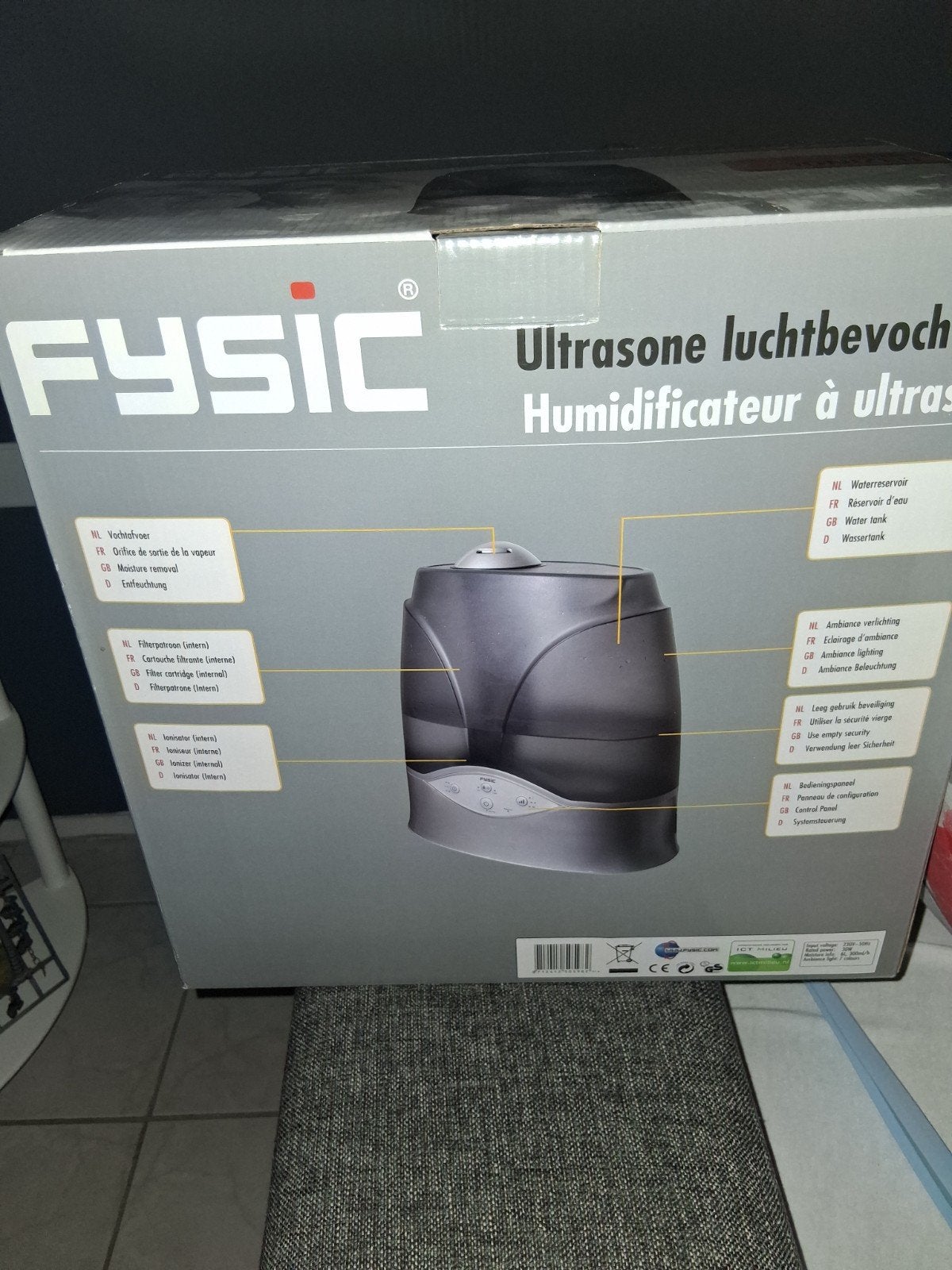 Fysic Ultrasone Luchtbevochtiger - Nieuw in doos, Ophalen of Verzenden, Nieuw, Luchtbevochtiger