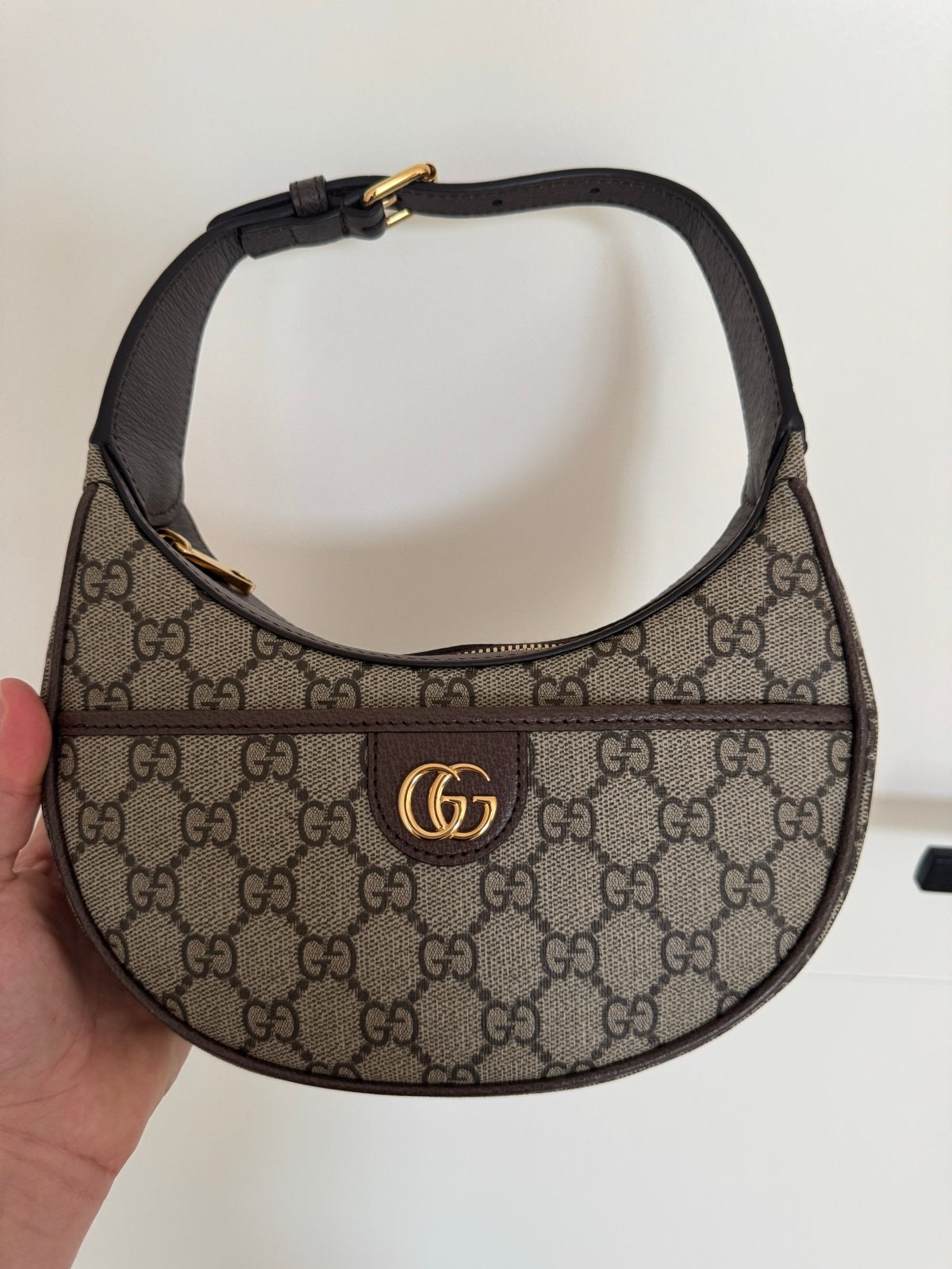 Gucci Ophidia GG Supreme Mini Schoudertasje, Ophalen of Verzenden, Zo goed als nieuw, Bruin, Schoudertasje