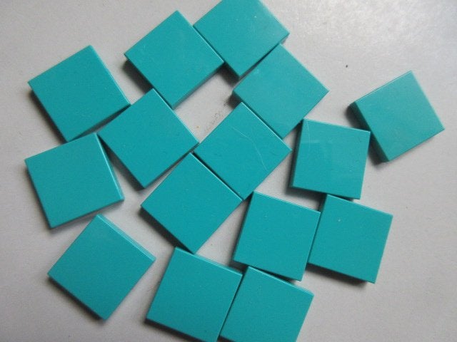nr. 0186, 15 Teal tegels 2x2, Ophalen of Verzenden, Nieuw, Complete set, Lego