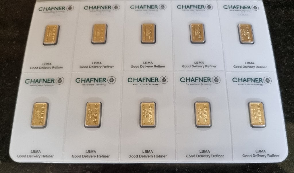 C.Hafner 10 x 1 gram .999 fijn goud Smart Pack, Ophalen of Verzenden, Goud
