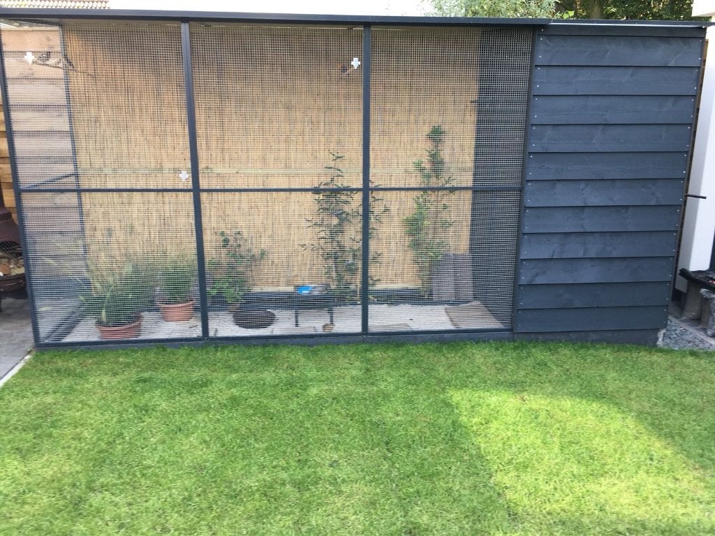 antraciet alluminium voliere, Dieren en Toebehoren, Ophalen, Zo goed als nieuw, Aluminium, Volière