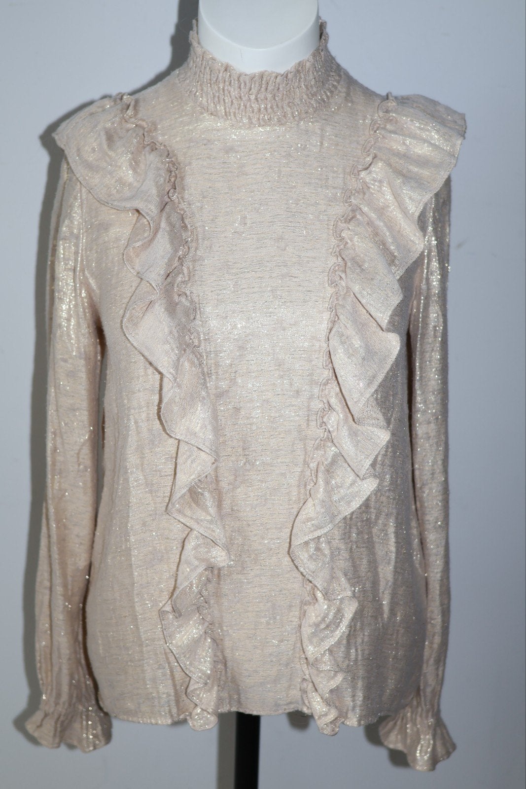 Sezane blouse maat 34 creme goudkleurig, Ophalen of Verzenden, Zo goed als nieuw, Sezane, Maat 34 (XS) of kleiner