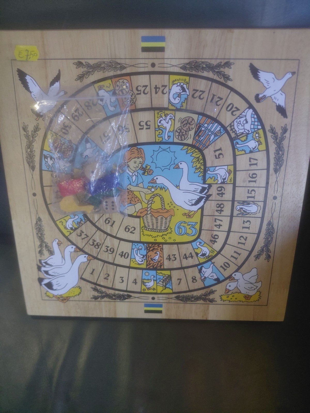 Ganzenbord - Klassiek houten bordspel, Drie of vier spelers, Ophalen of Verzenden, Gebruikt