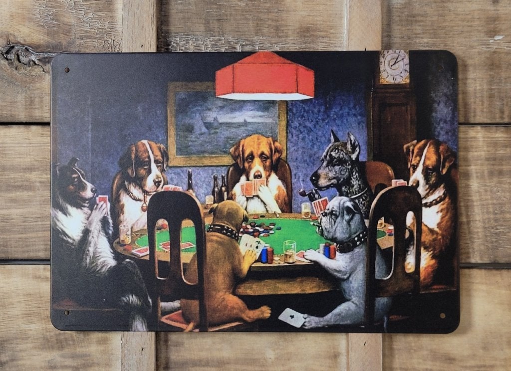 Honden aan pokertafel reclamebord van metaal wandbord deco, Info@deconoord.nl, Deco Noord, Nieuw, Ophalen of Verzenden