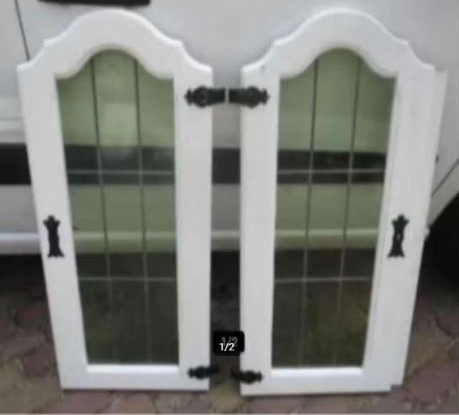 2 Oude Glas in Lood Deuren - 101x42cm, Antiek en Kunst, Ophalen of Verzenden