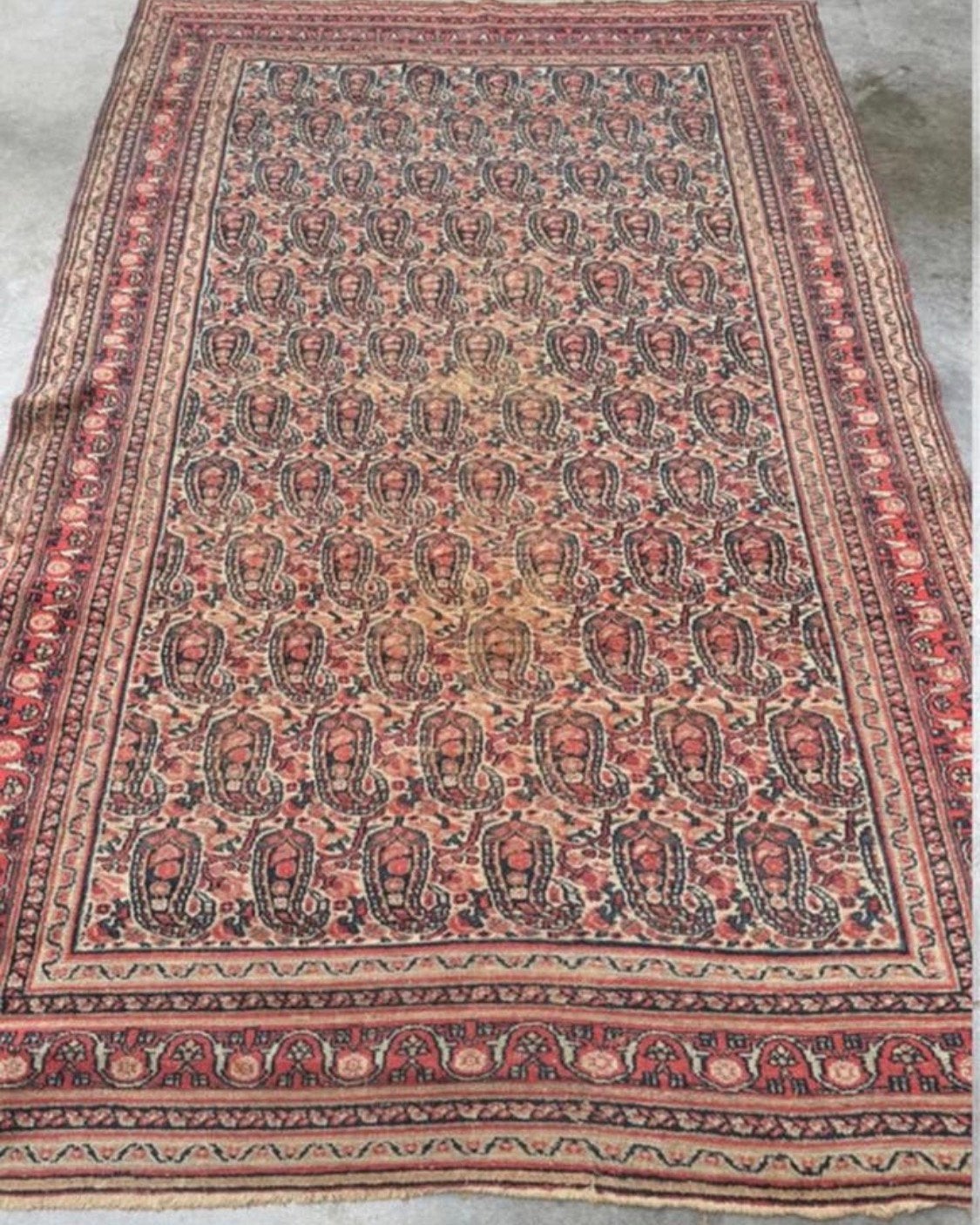 Handgeknoopt tapijt 152cm x 232cm kleed pereich orient wol, Gebruikt, 150 tot 200 cm, Ophalen of Verzenden, Rood
