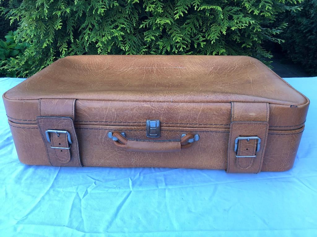 KOFFER bruin VINTAGE - achterop klassieke auto, Auto diversen, Ophalen