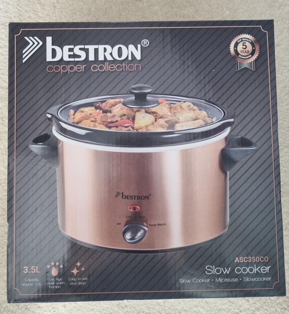 Nieuwe Bestron Slow cooker - Koperen Collectie 3.5L, Ophalen of Verzenden, Nieuw
