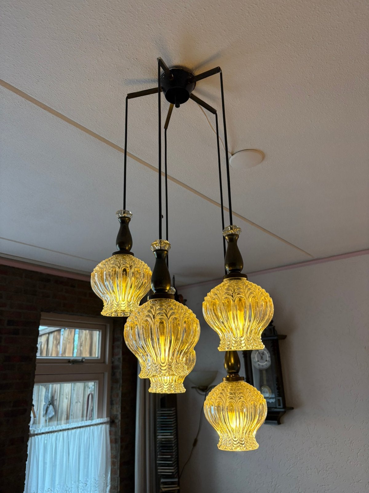 Mooie hanglamp met 5 lampen, Ophalen, Gebruikt, Glas