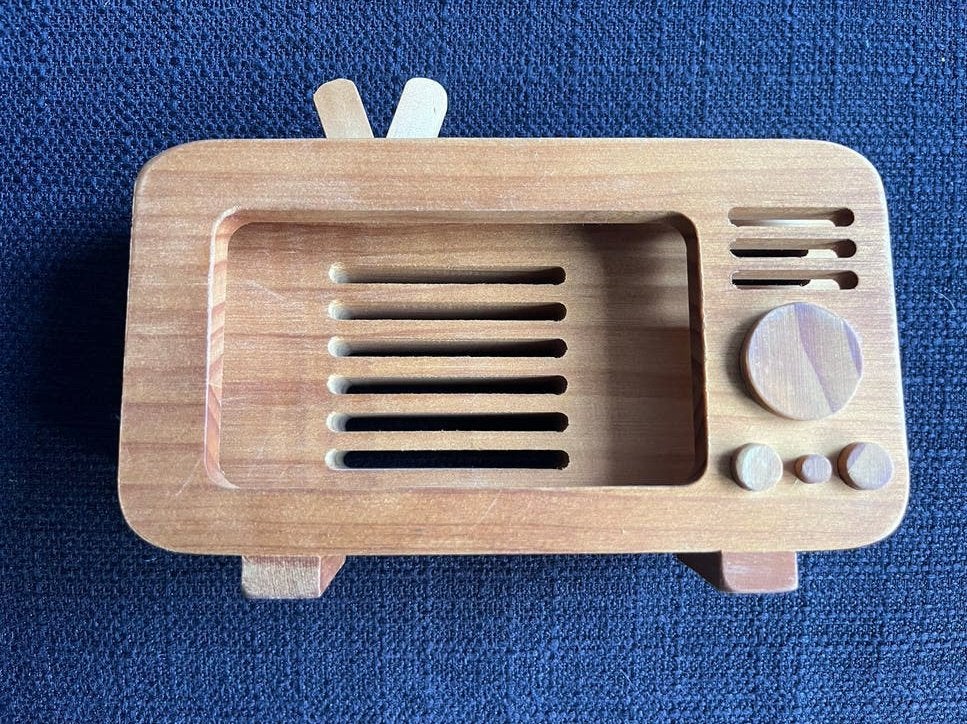 Houten telefoonhouder in retro design, formaat Iphone 13., Ophalen of Verzenden