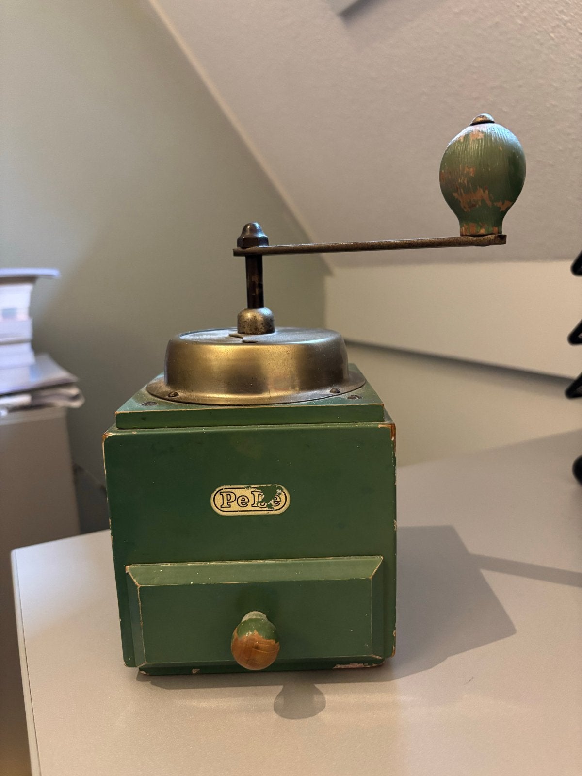 koffiemolen PeDe - Groen houten handmolen, Ophalen