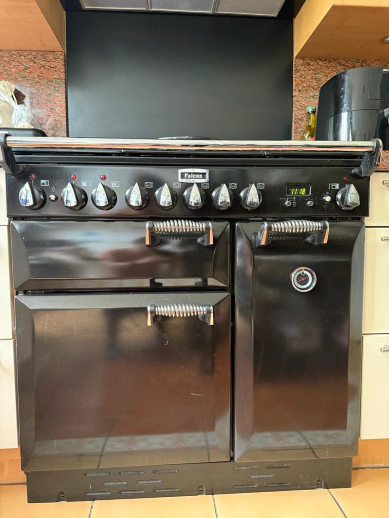 Falcon Elan Fornuis 90cm breed - Zwart, Witgoed en Apparatuur, Fornuizen, Ophalen, Gebruikt, 60 cm of meer, Grill